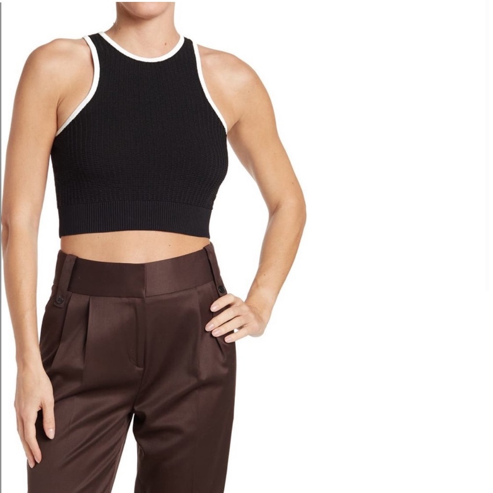 Toccin black white XS knit stretchy sleeveless knit bralette crop top new